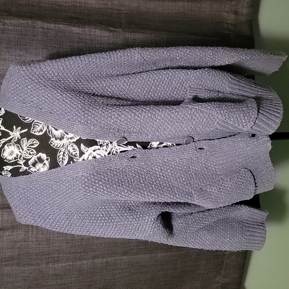 NWOT Lauren Conrad XL Knit Cardigan Light Periwinkle Blue Purple With A Sparkle